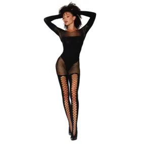 Dreamgirl Fishnet Teddy Bodystocking Black O/S