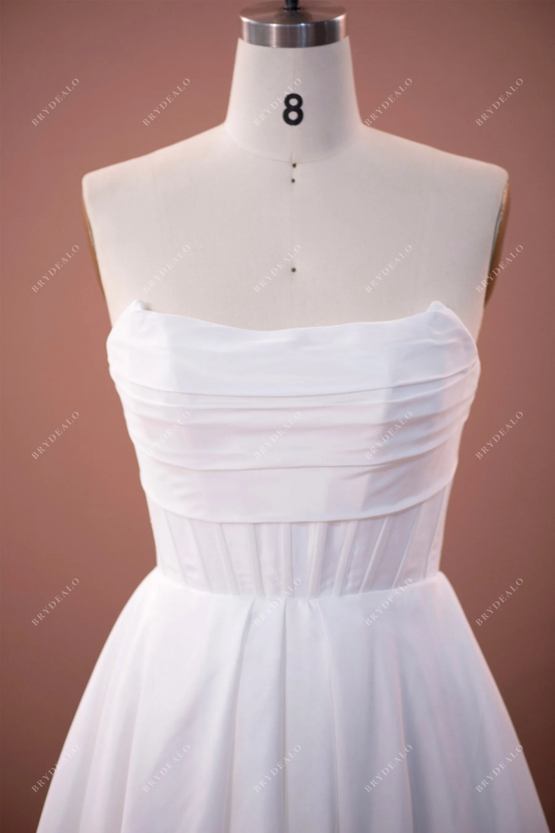 Elegant  Strapless Taffeta Wedding Dress with Pockets