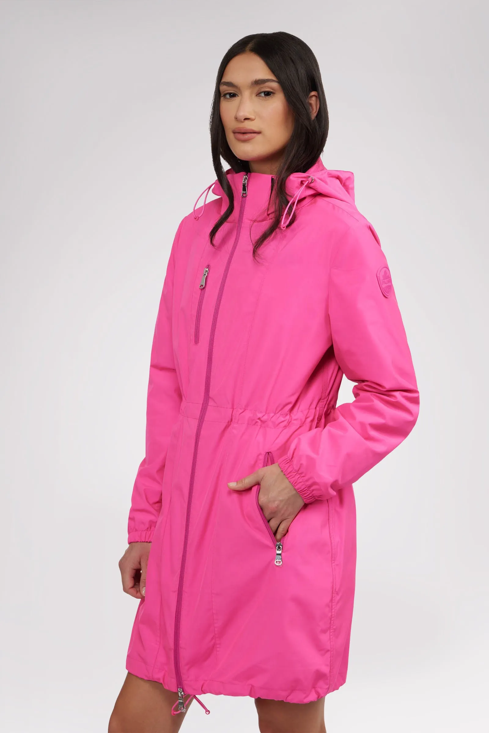 Esen Women's Long Packable Raincoat w/ Removable Hood