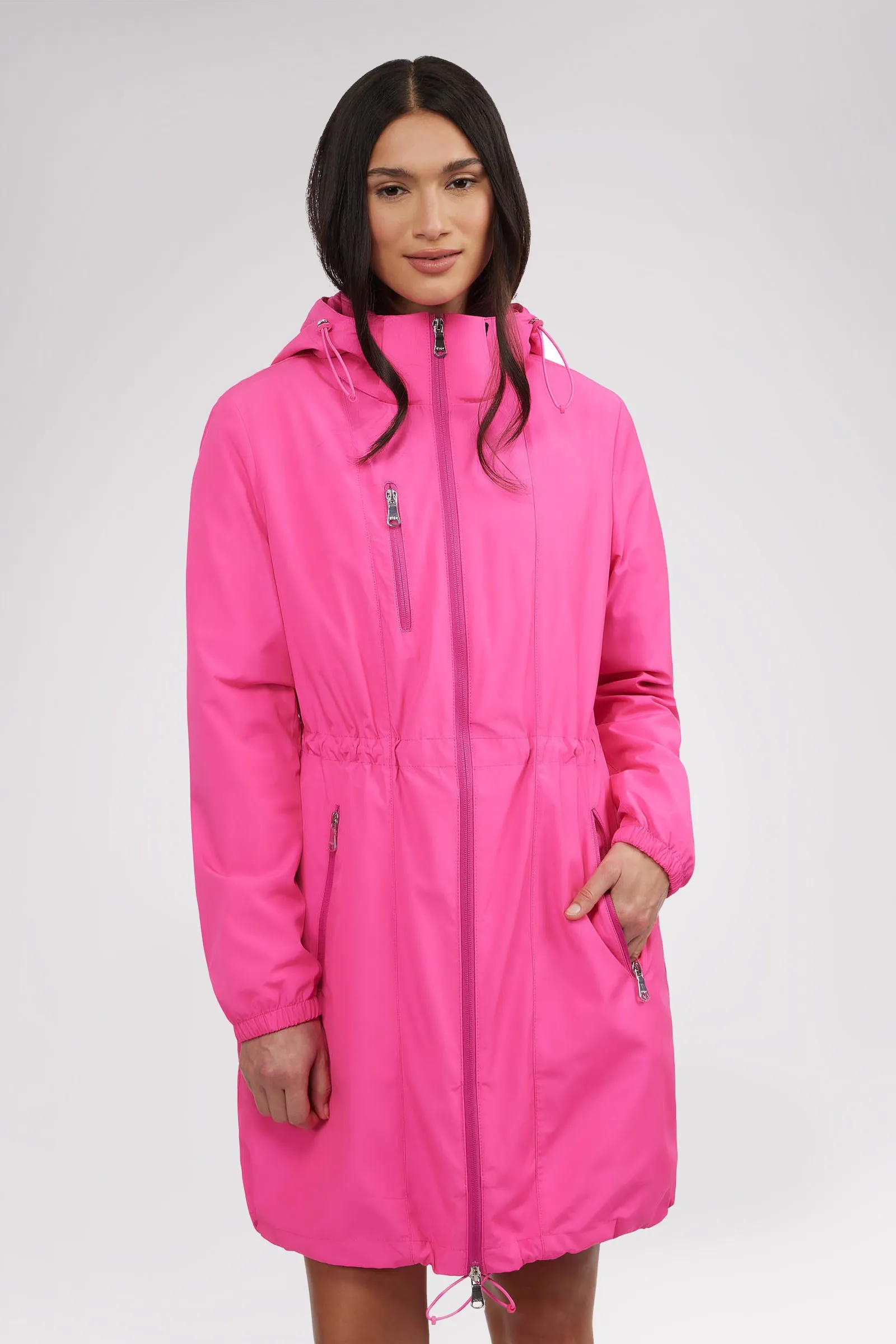 Esen Women's Long Packable Raincoat w/ Removable Hood