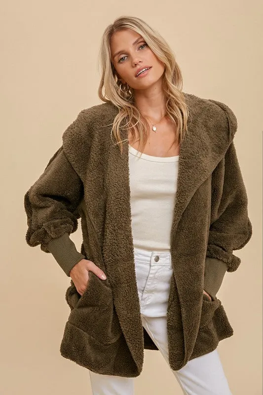 Faux fur So Soft plush hooded jacket with pockets - Assorted Colors