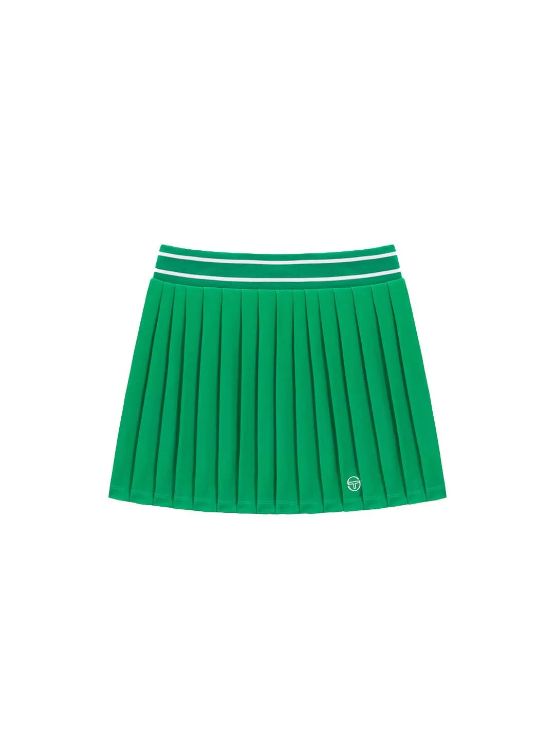 Flag Waistband Pleated Skirt- Green