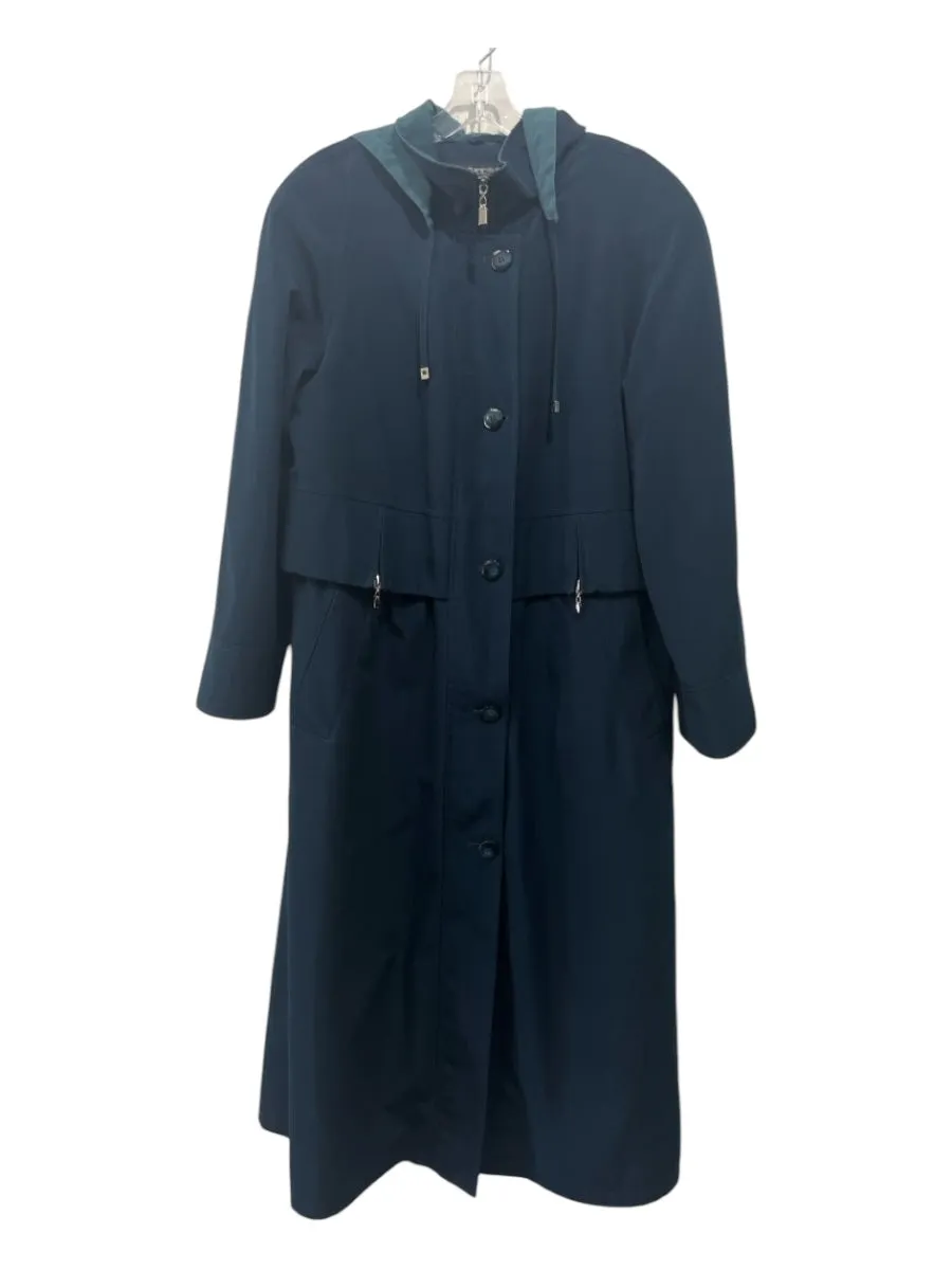 Fleet Street Size 10 Navy Blue Polyester Button & Zip Maxi Raincoat Coat