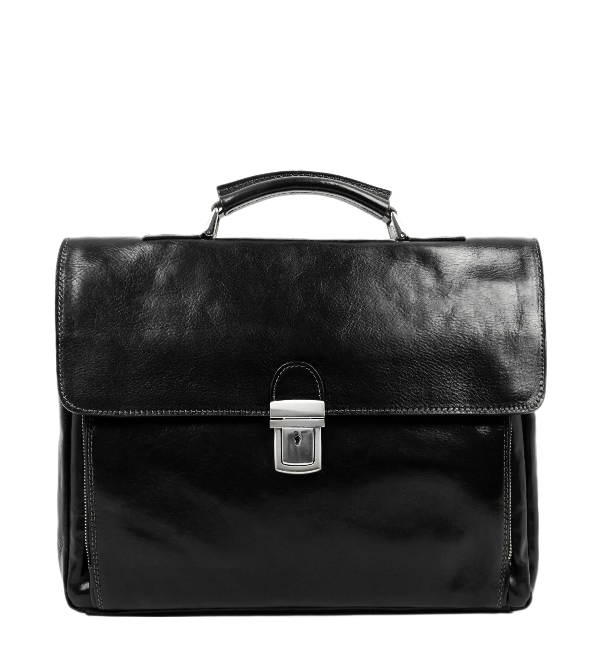 Full Grain Italian Leather Briefcase Laptop Bag  - In Cold Blood