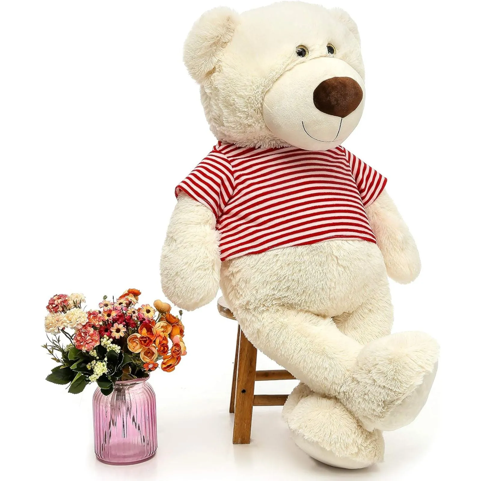 Giant Teddy Bear Plush Toy, Blue/Beige, 36 Inches