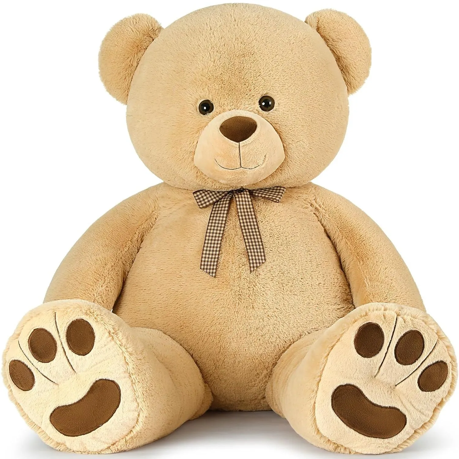 Giant Teddy Bear Plush Toy, Pink/Light Brown/White, 43/55 Inches