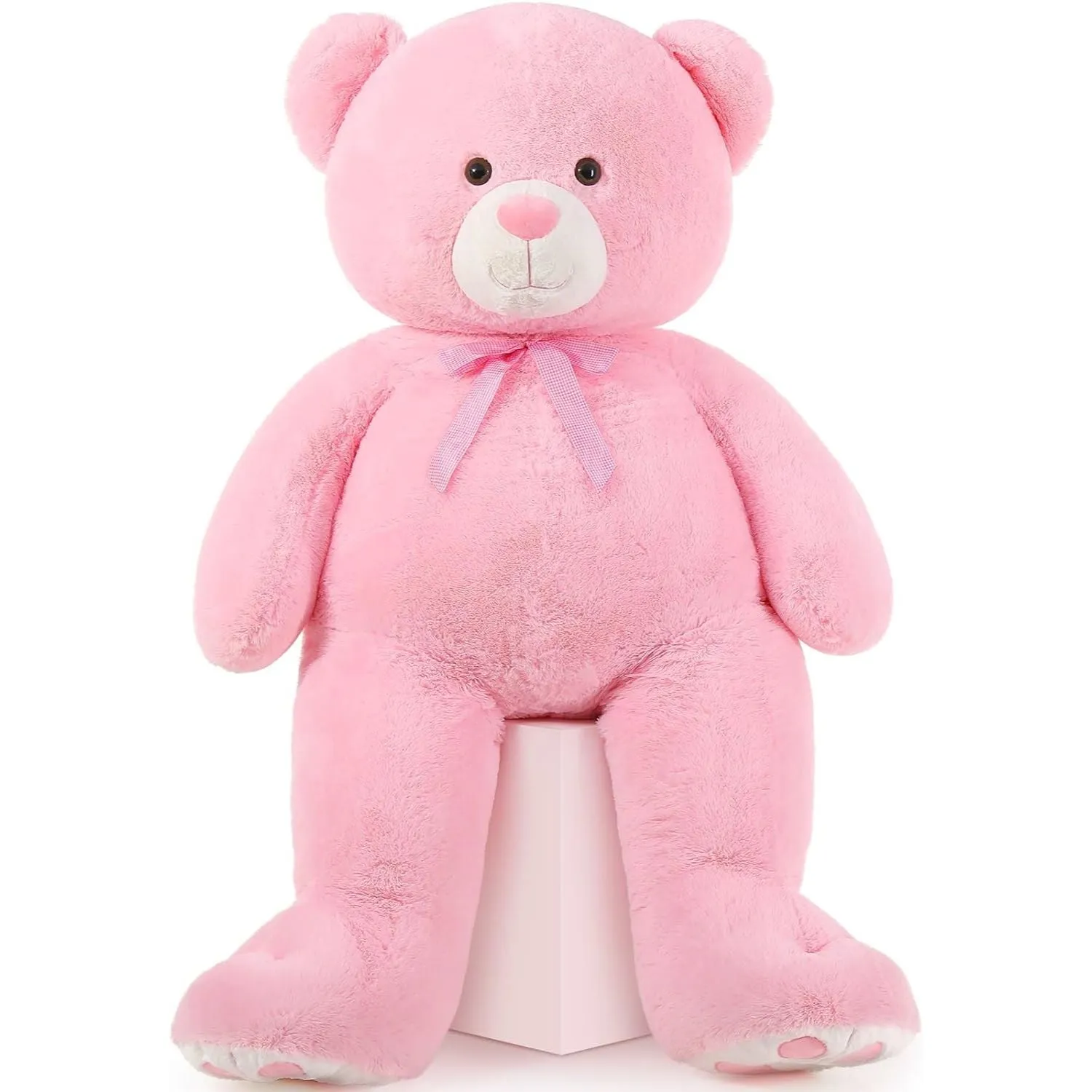 Giant Teddy Bear Plush Toy, Pink/Light Brown/White, 43/55 Inches