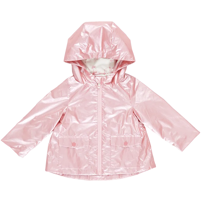 Girls Jackets | Rain Coat: Rafa- Pink Metallic | Pink Chicken