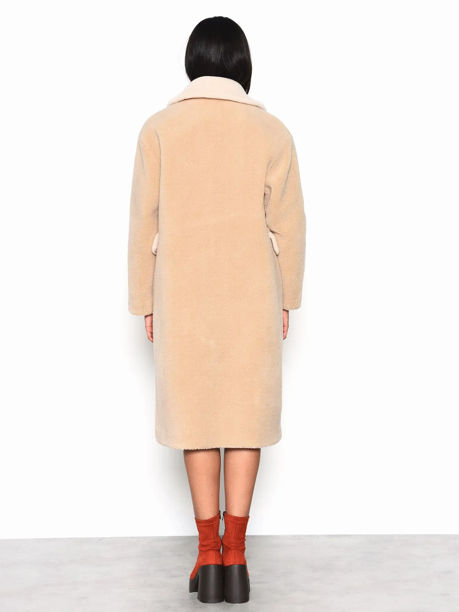 Glamorous Stone Cream Fur Longline Coat