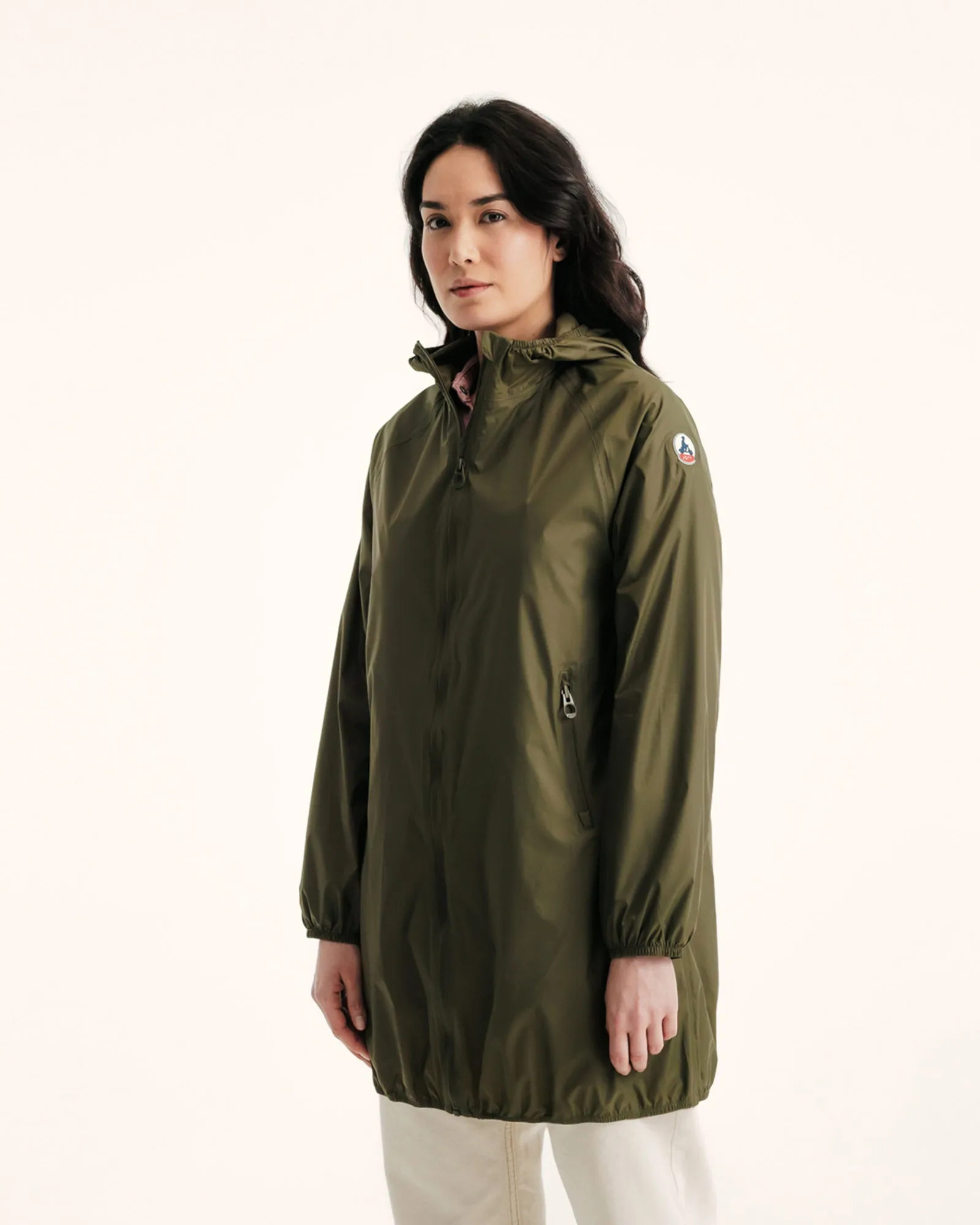 Glendale long waterproof jacket with hood Army