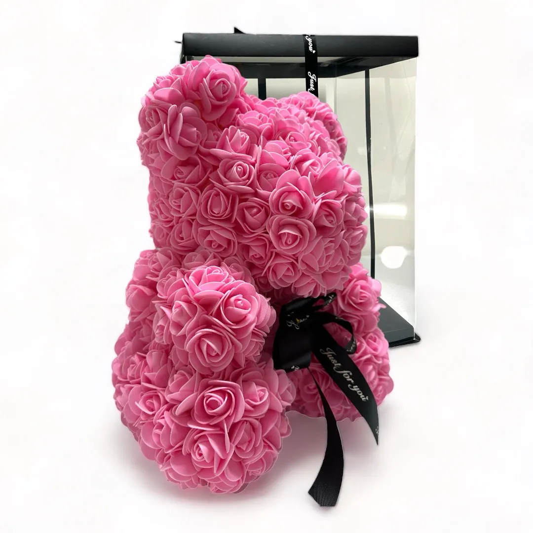 Gorgeous Pink Rose Teddy Bear with LED Light and Gift Box - 40cm