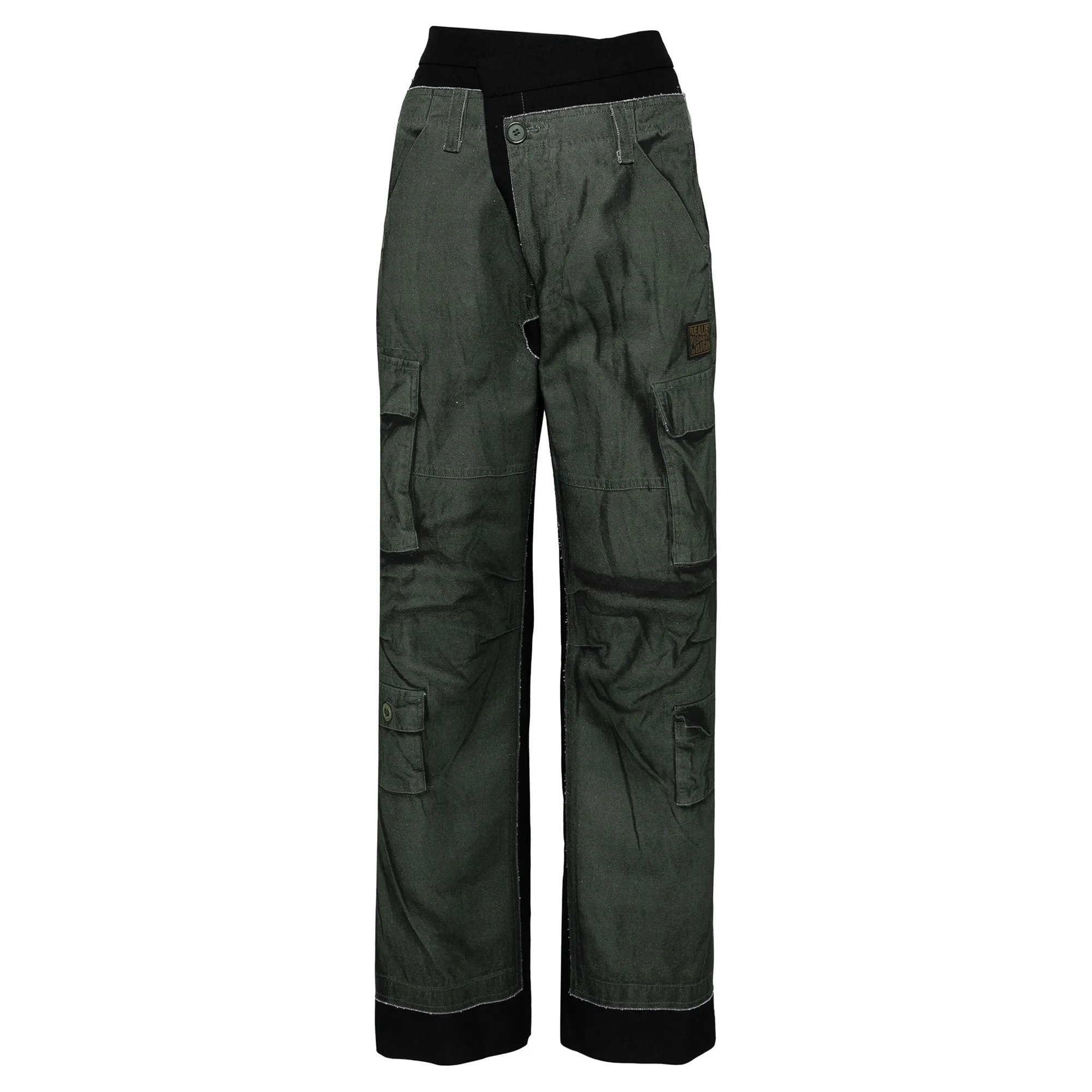 Green Cargo Pants With Printed Wrap