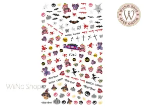 Halloween Teddy Bear Adhesive Nail Art Sticker - 1 pc (F260)