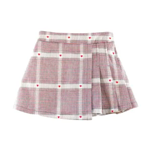 Heart Plaid Skirt - Red