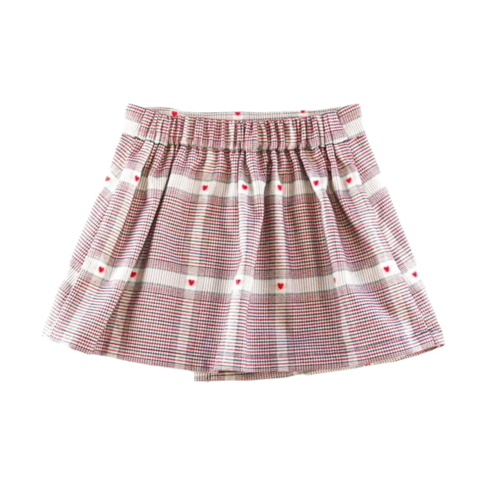 Heart Plaid Skirt - Red