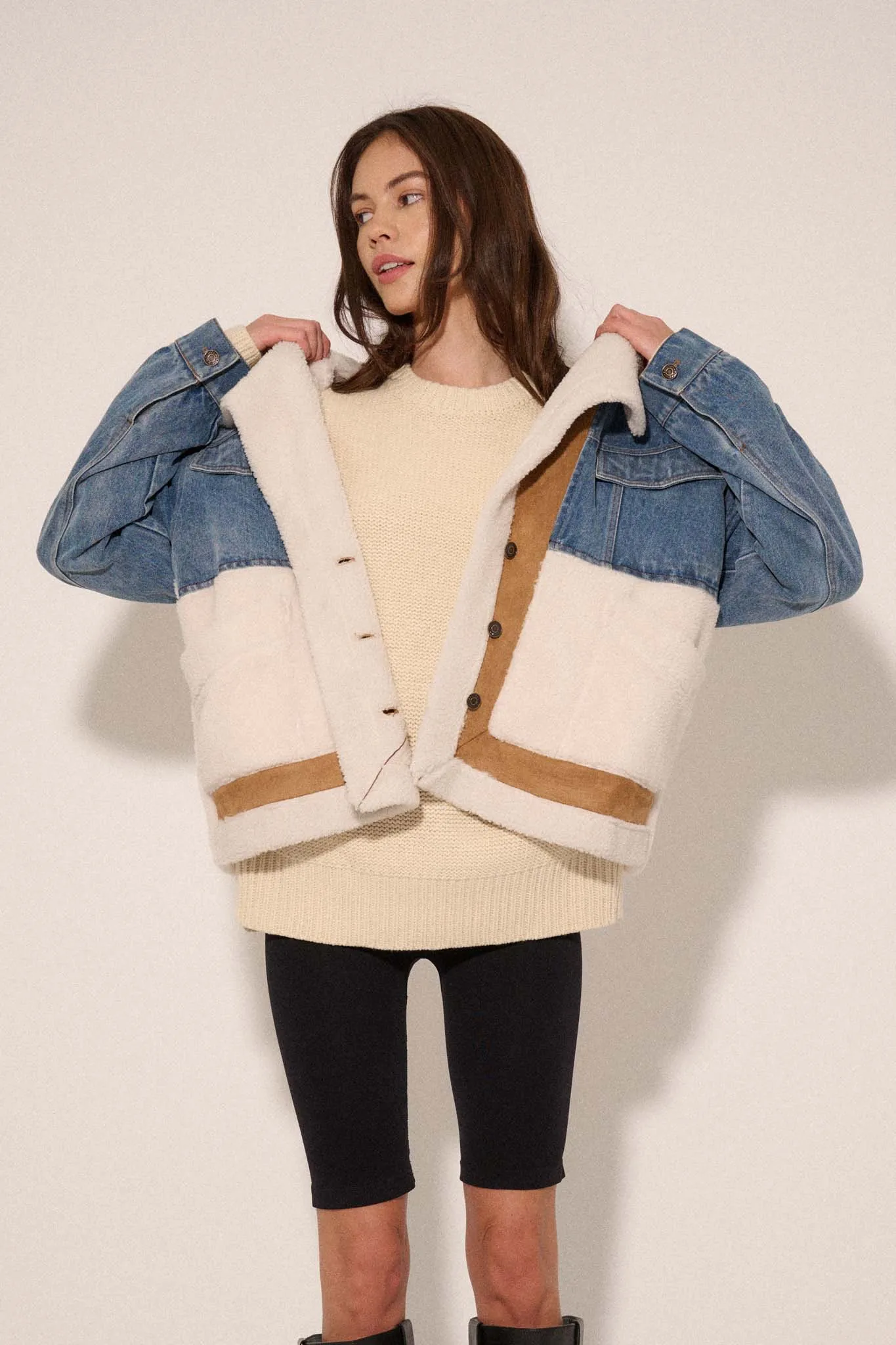 Honest Work Denim and Sherpa Fleece Jacket