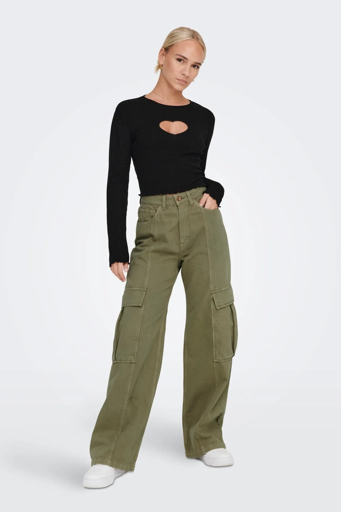 Hope High Waist Cargo Pants - Aloe