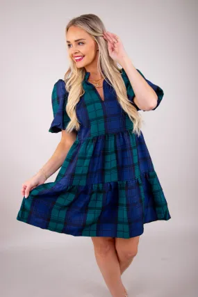 Hudson Plaid Jacey Babydoll Eyelet Mini Dress