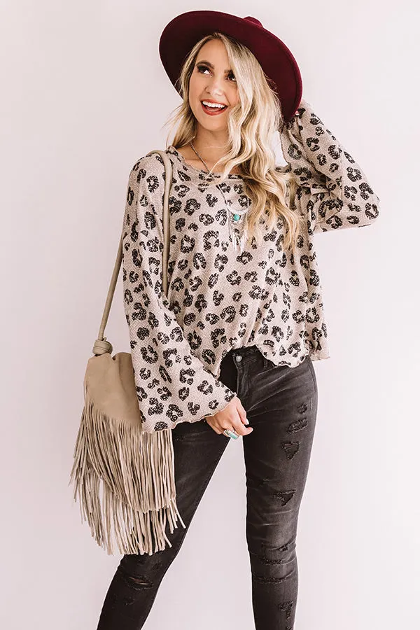 Iced Mocha Moment Leopard Shift Top In Taupe