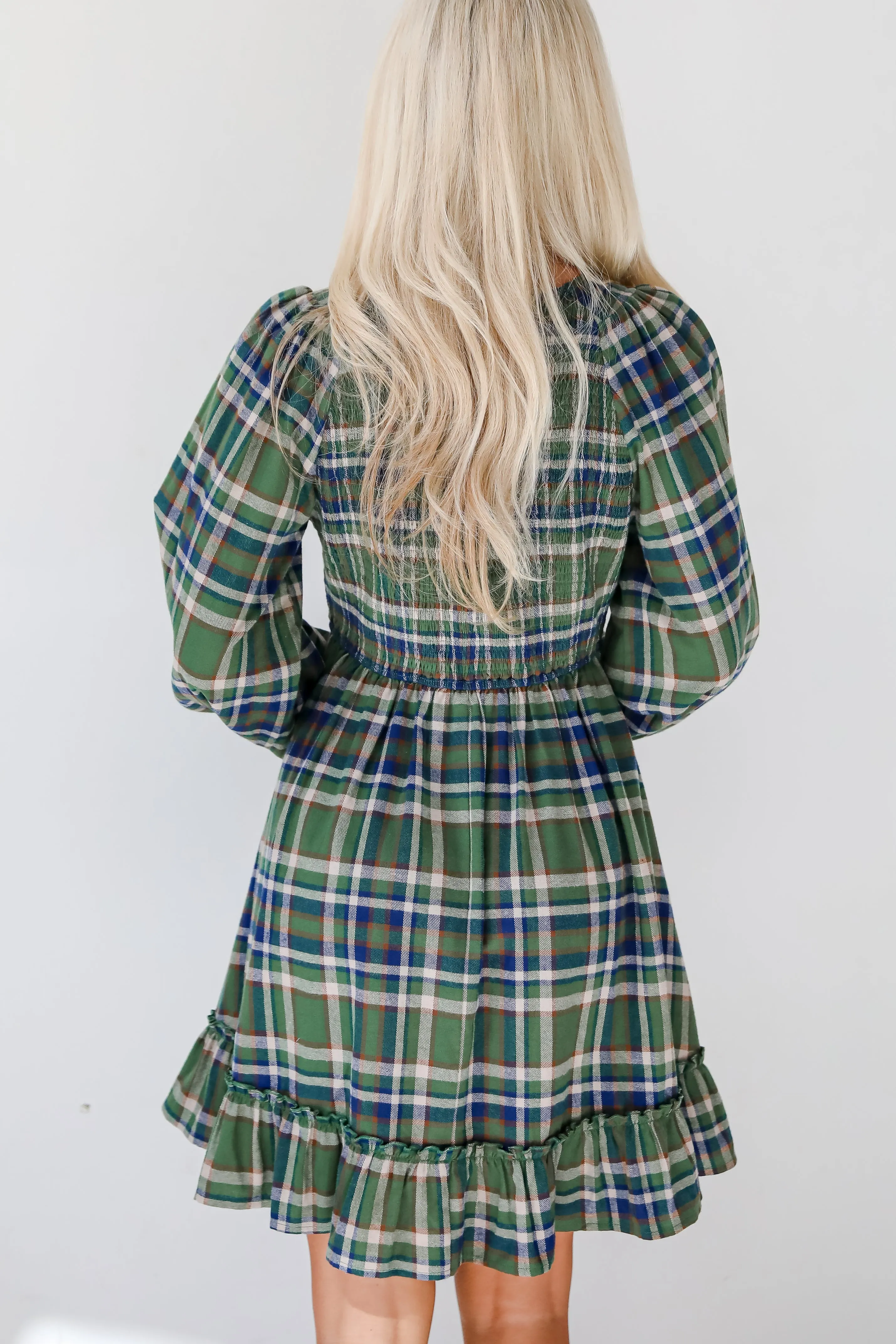 Ideal Attraction Green Plaid Mini Dress