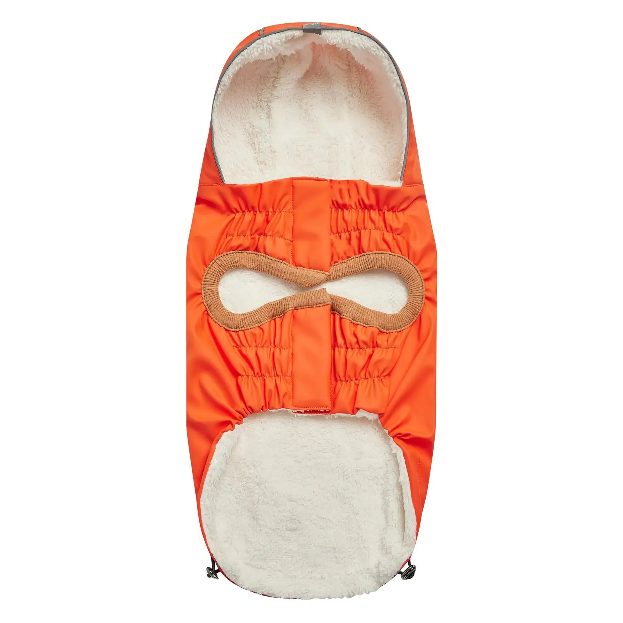 Insulated Dog Raincoat, Reflective Piping, Sherpa Lining - Orange