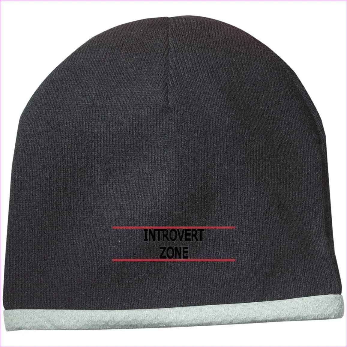 Introvert Zone Embroidered Knit Cap, Cap, Beanie