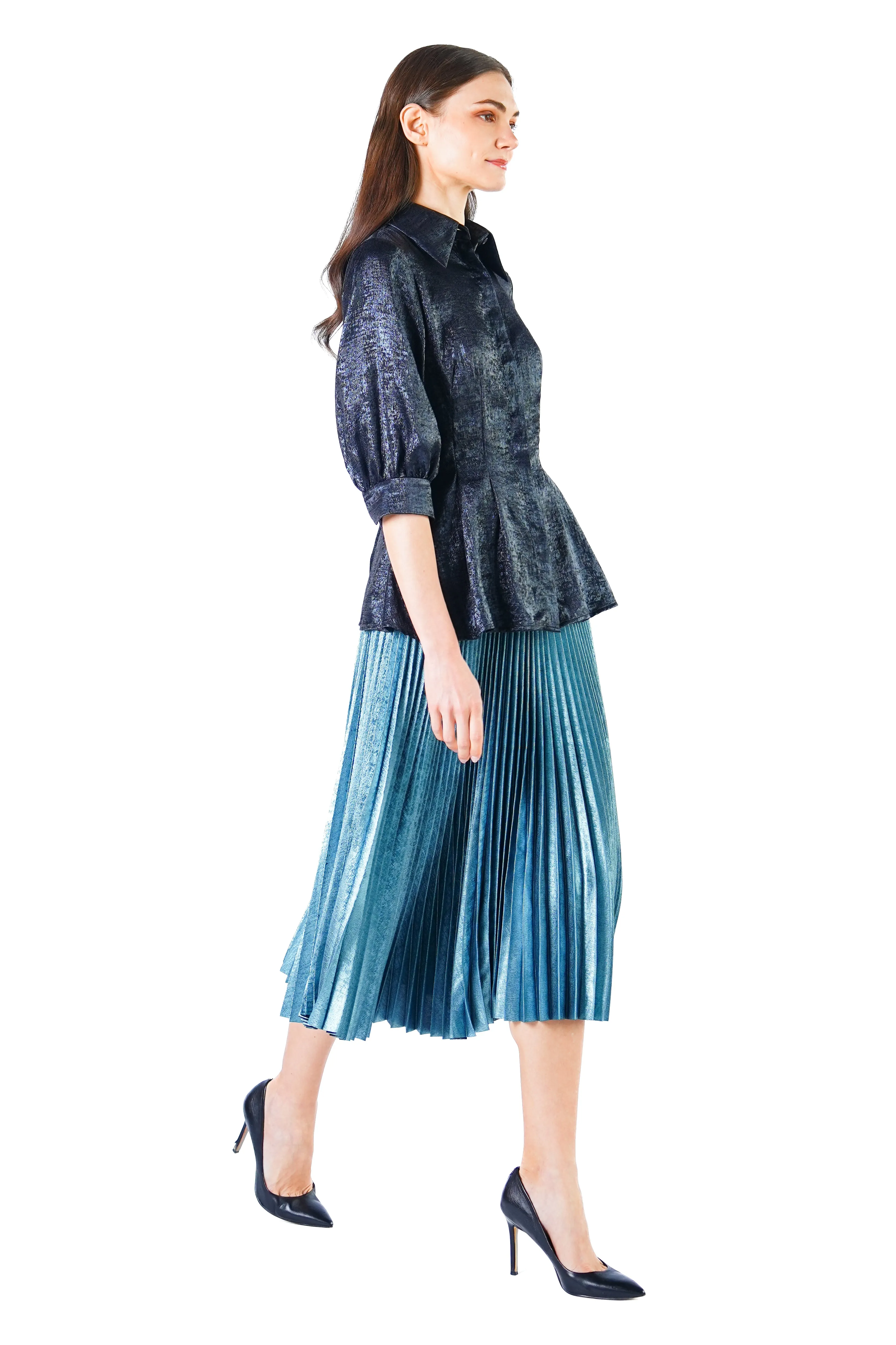 Jayden Metallic Pleated Maxi Skirt