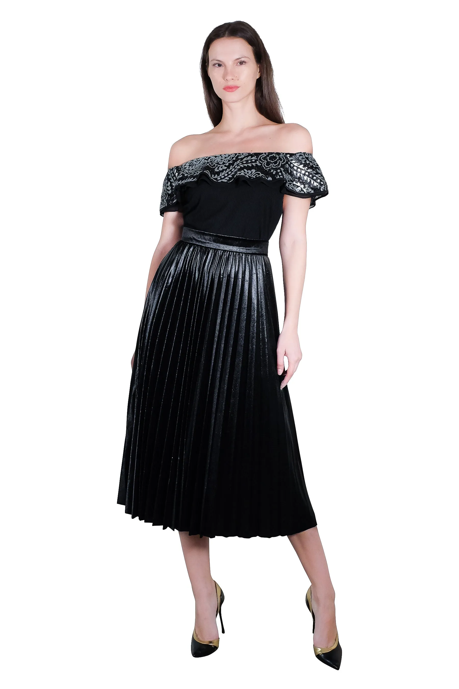 Jayden Pleated Velvet Skirt