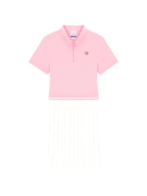 Jersey Mix Pleats Collared Dress- Light Pink