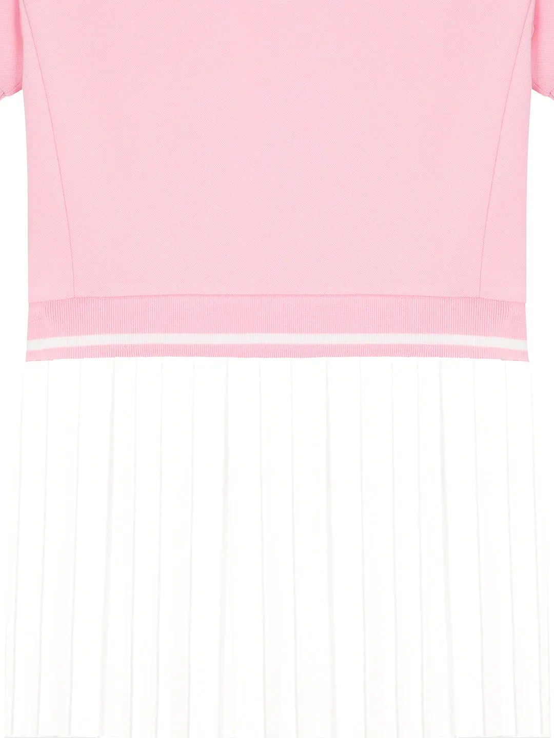 Jersey Mix Pleats Collared Dress- Light Pink