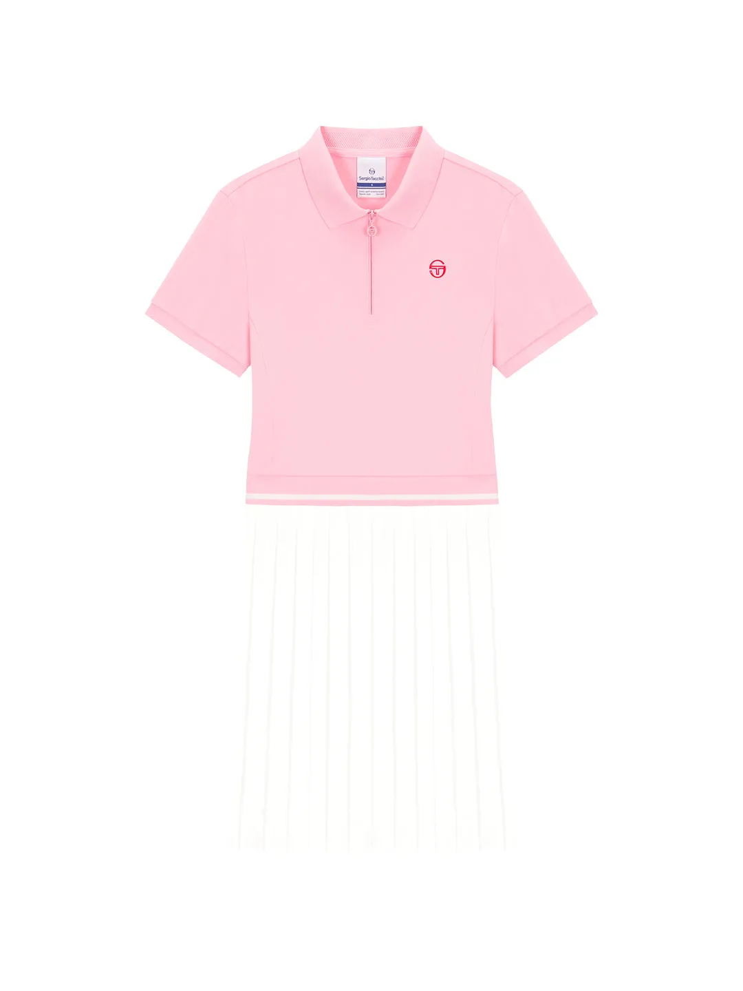 Jersey Mix Pleats Collared Dress- Light Pink