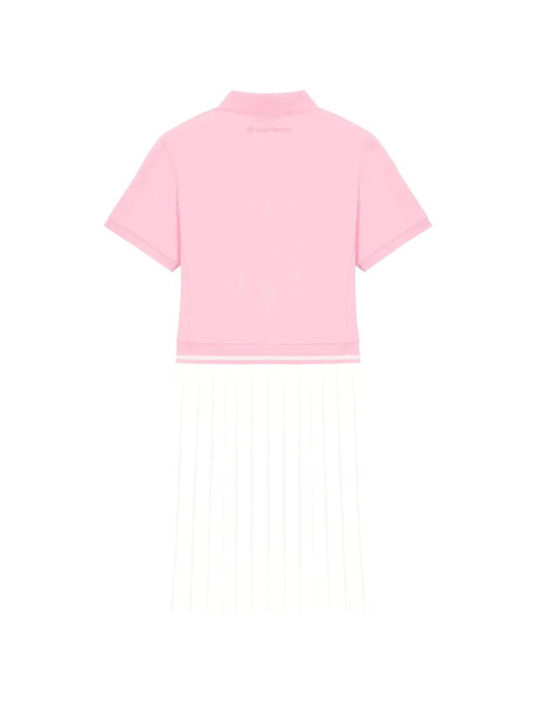 Jersey Mix Pleats Collared Dress- Light Pink