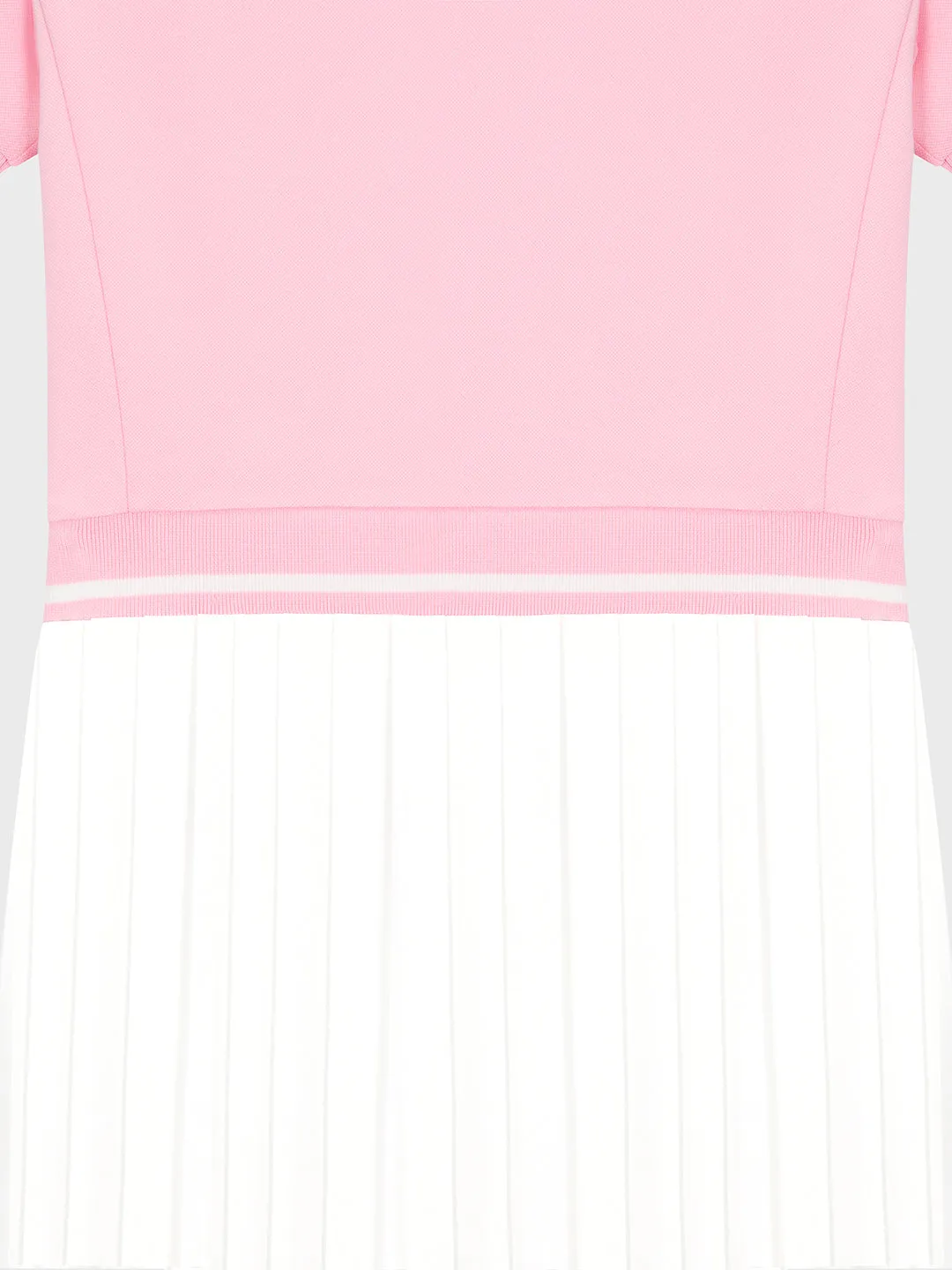 Jersey Mix Pleats Collared Dress- Light Pink