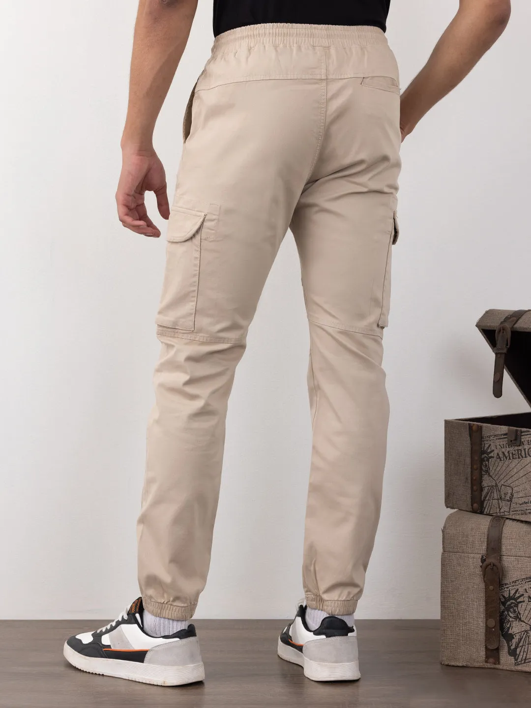 Khaki Plain Cargo Pants