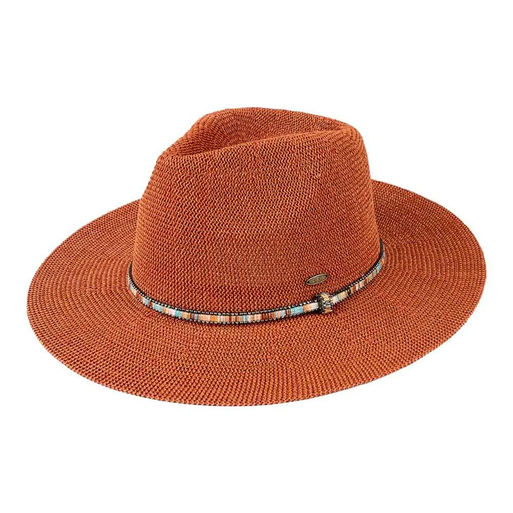 KP014 C.C Brand Lilian Multi Thread Rhinestone Band Panama Hat