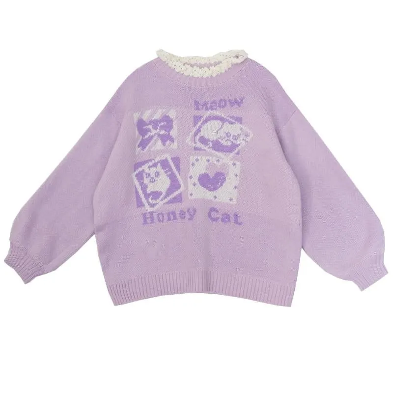 Lavender Kitten Crewneck