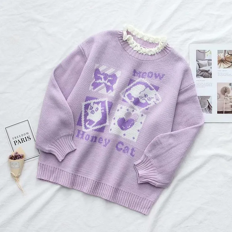 Lavender Kitten Crewneck