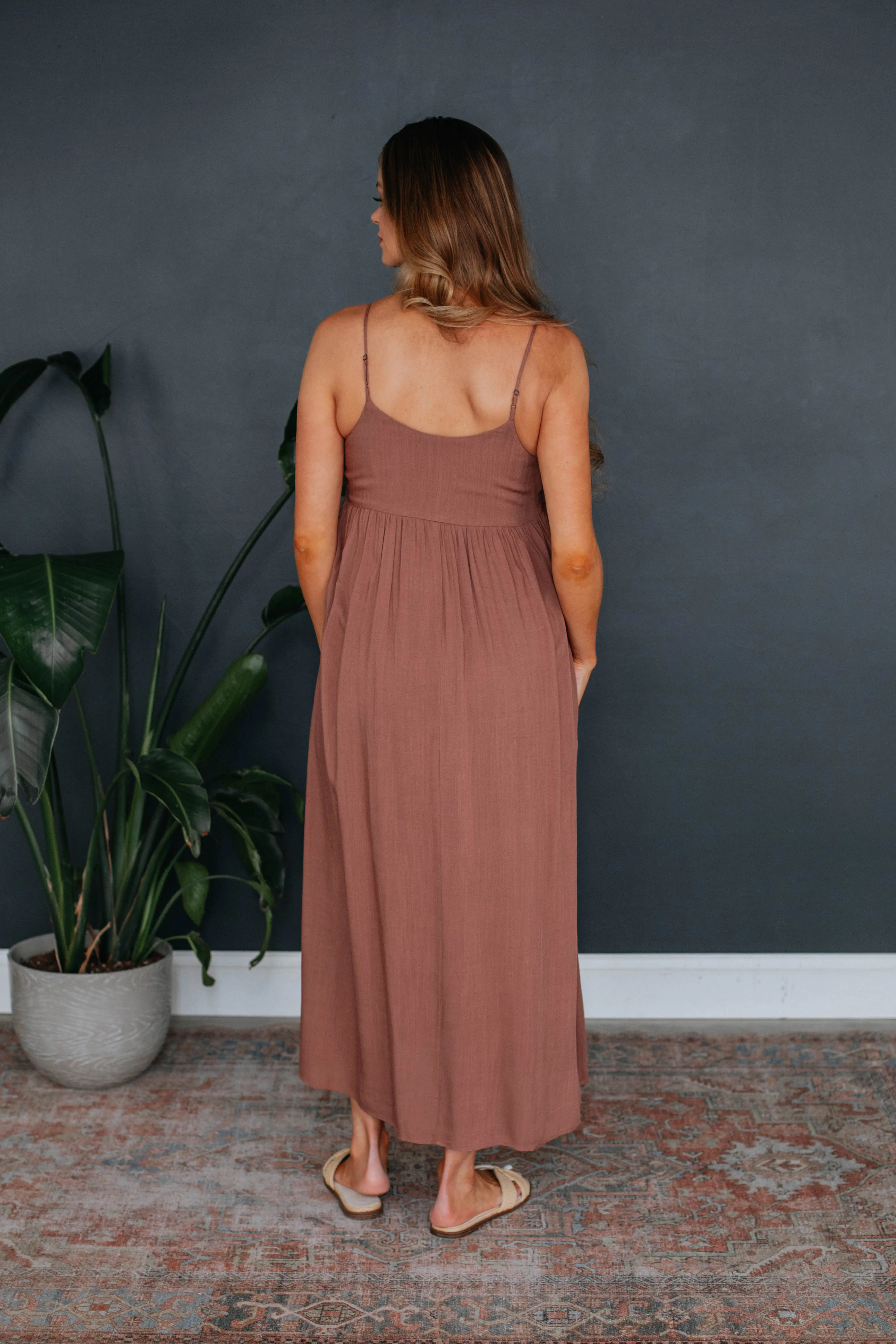 Lennon Midi Dress - Rosewood