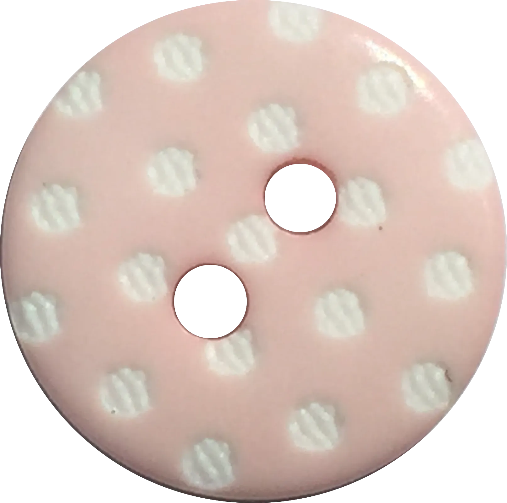 Light Pink with White Dots Round Plastic Button, 11/16". #833