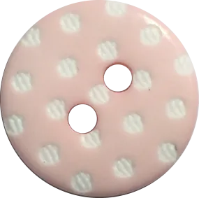 Light Pink with White Dots Round Plastic Button, 9/16"