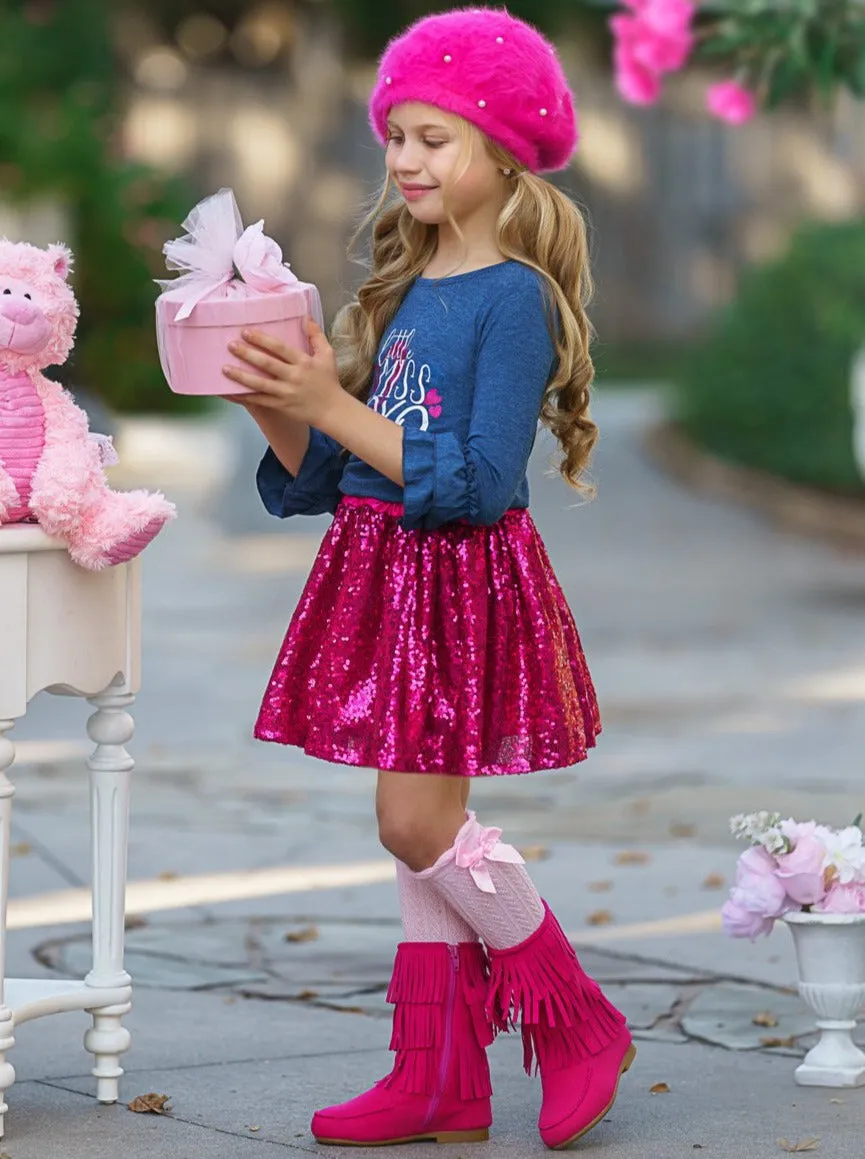 Little Miss XOXO Sparkle Skirt Set