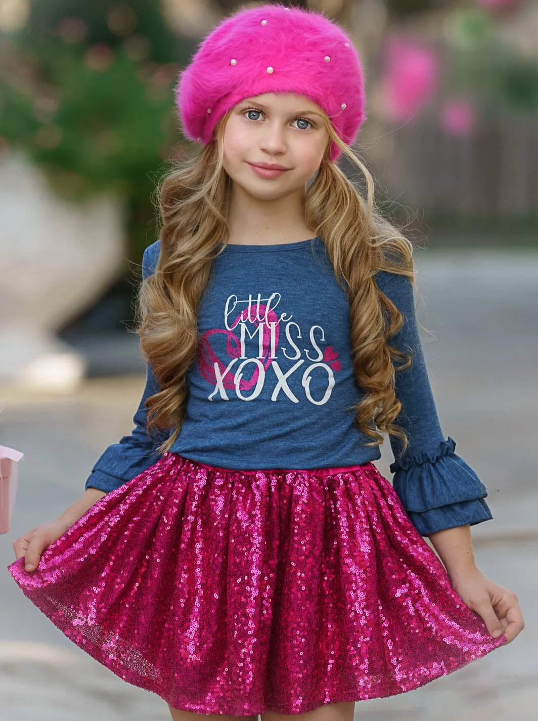 Little Miss XOXO Sparkle Skirt Set