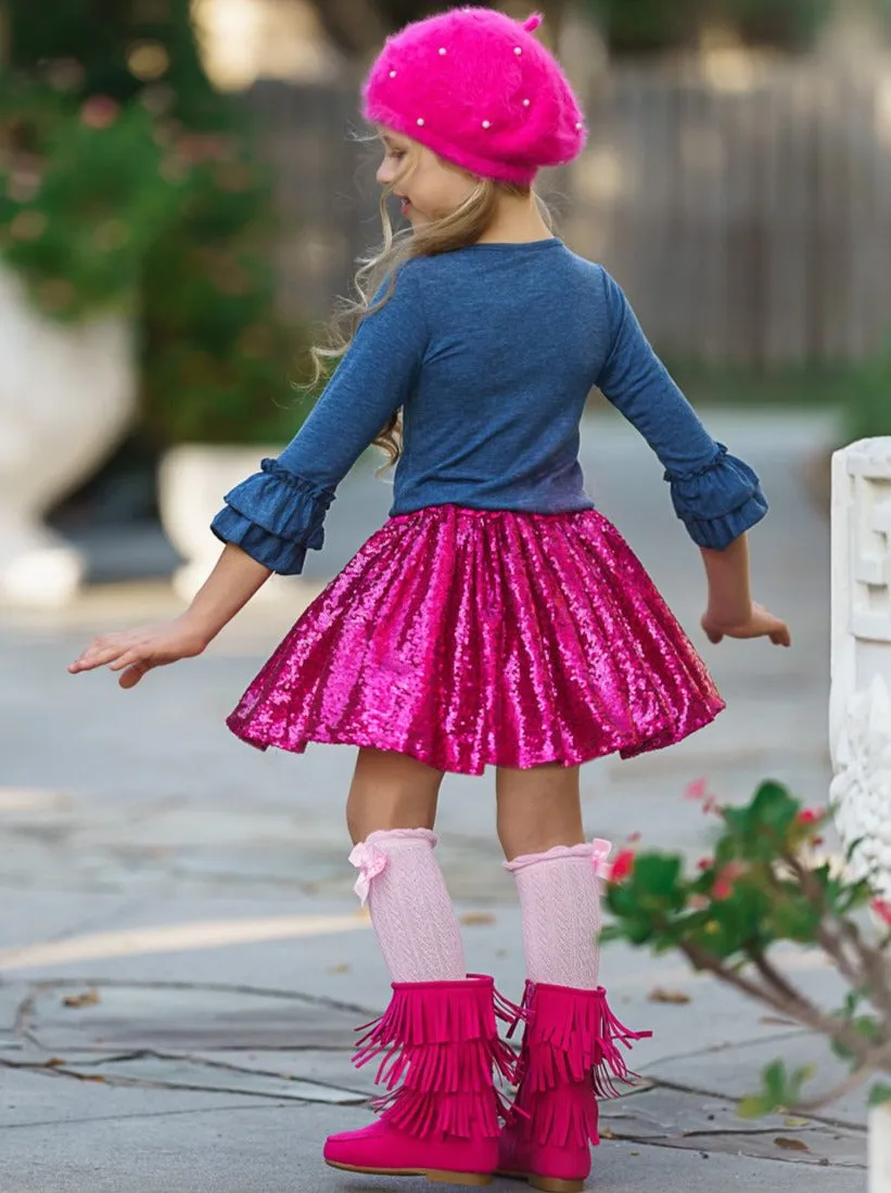 Little Miss XOXO Sparkle Skirt Set