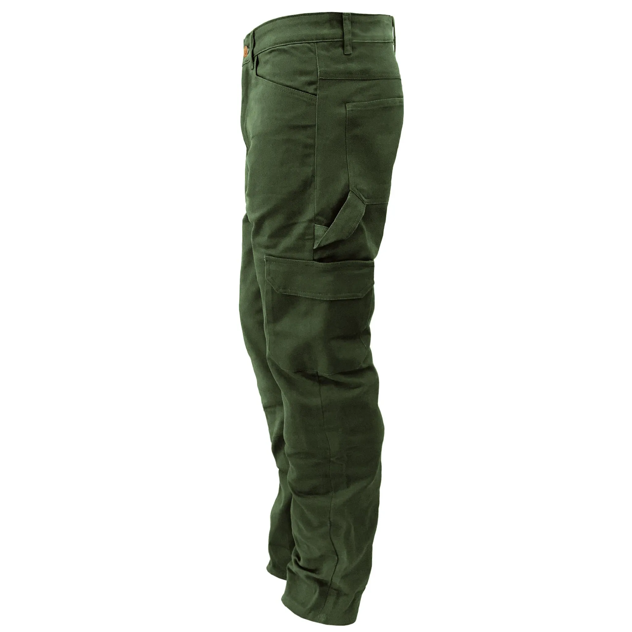 Loose Fit Cargo Pants - Army Green with Pads