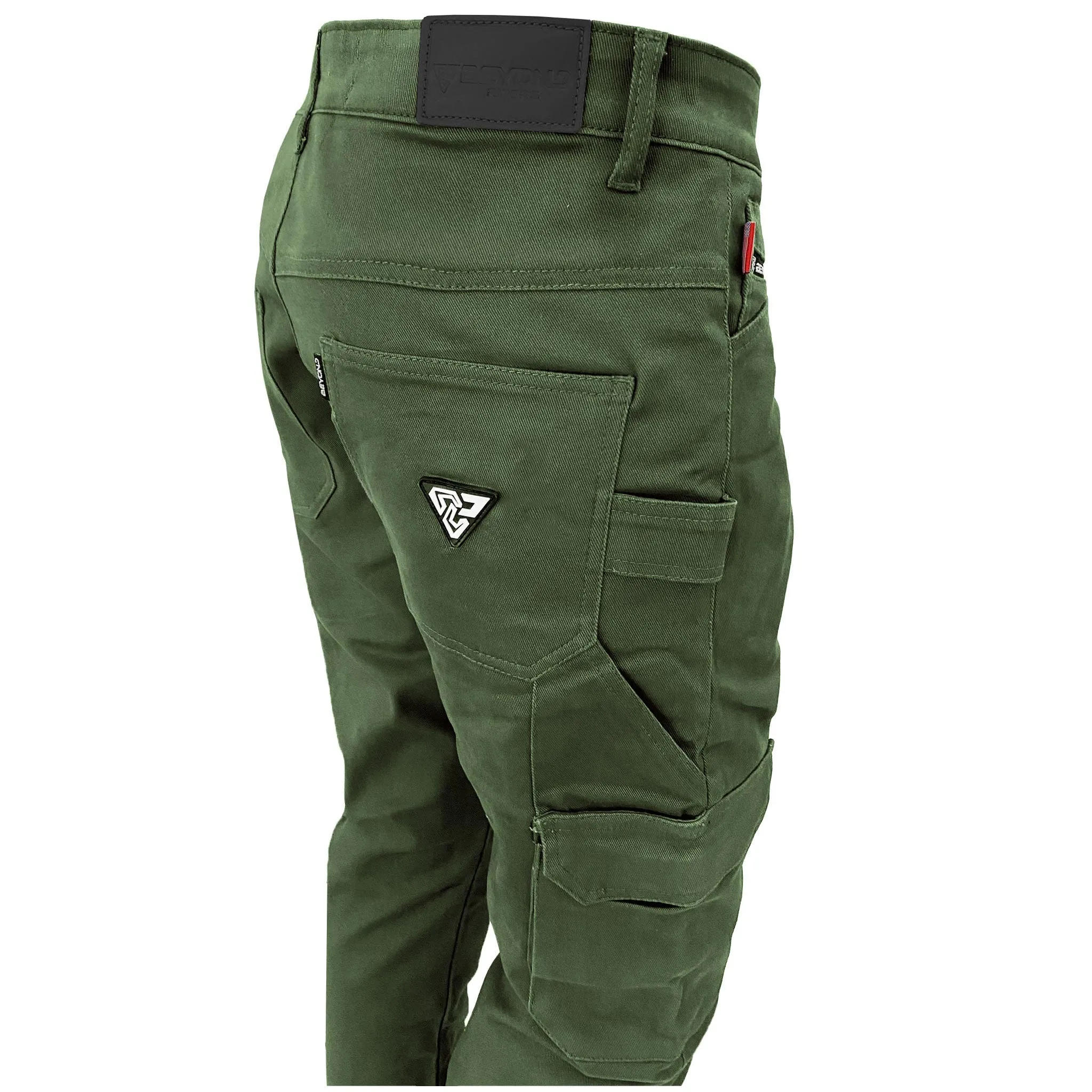 Loose Fit Cargo Pants - Army Green with Pads