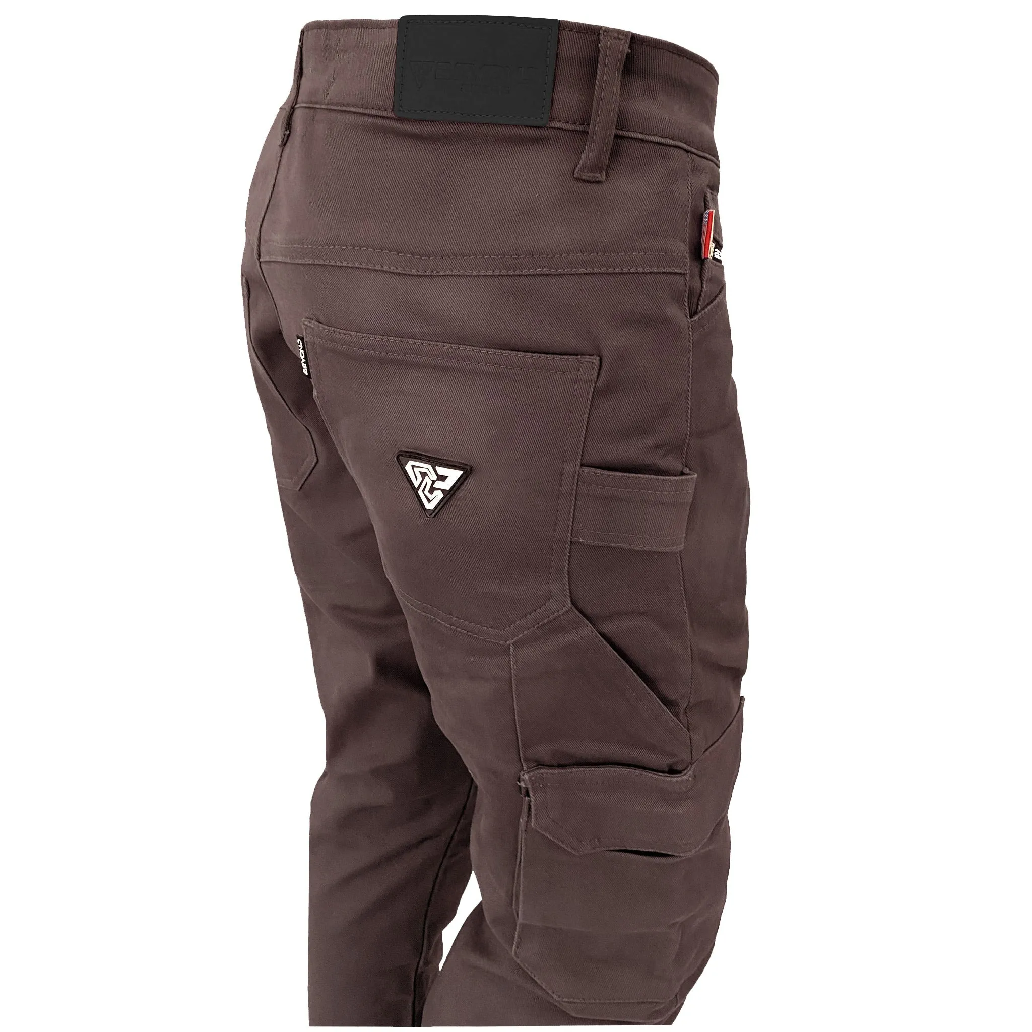 Loose Fit Cargo Pants - Dark Coffee with Pads