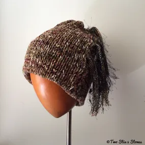 Luxe Brown Tweed *Funky Chic* Beanie