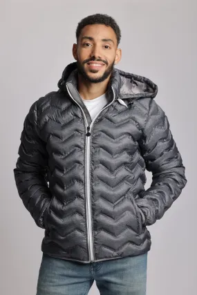 Men's packable puffer jacket in dark heather grey