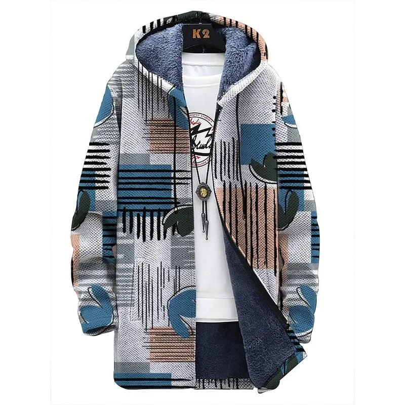 Men's Printed Hooded Fleece Jacket 24368468YM