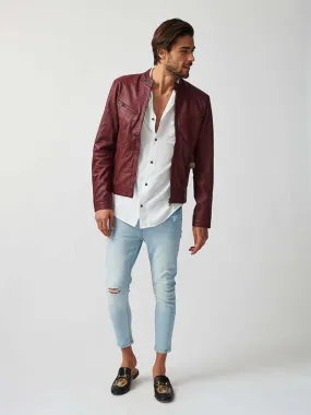 Mens Tokyo Motorbike Burgundy Leather Jacket